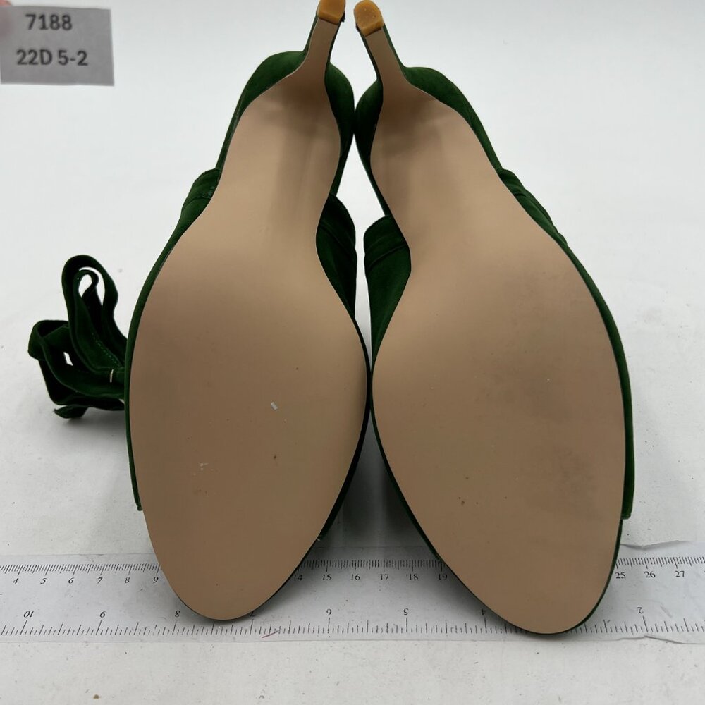YDN Green Peep Toe Bootie Pumps Slingback High Heels Lace-up Evening Sandals Sho - Picture 7 of 8